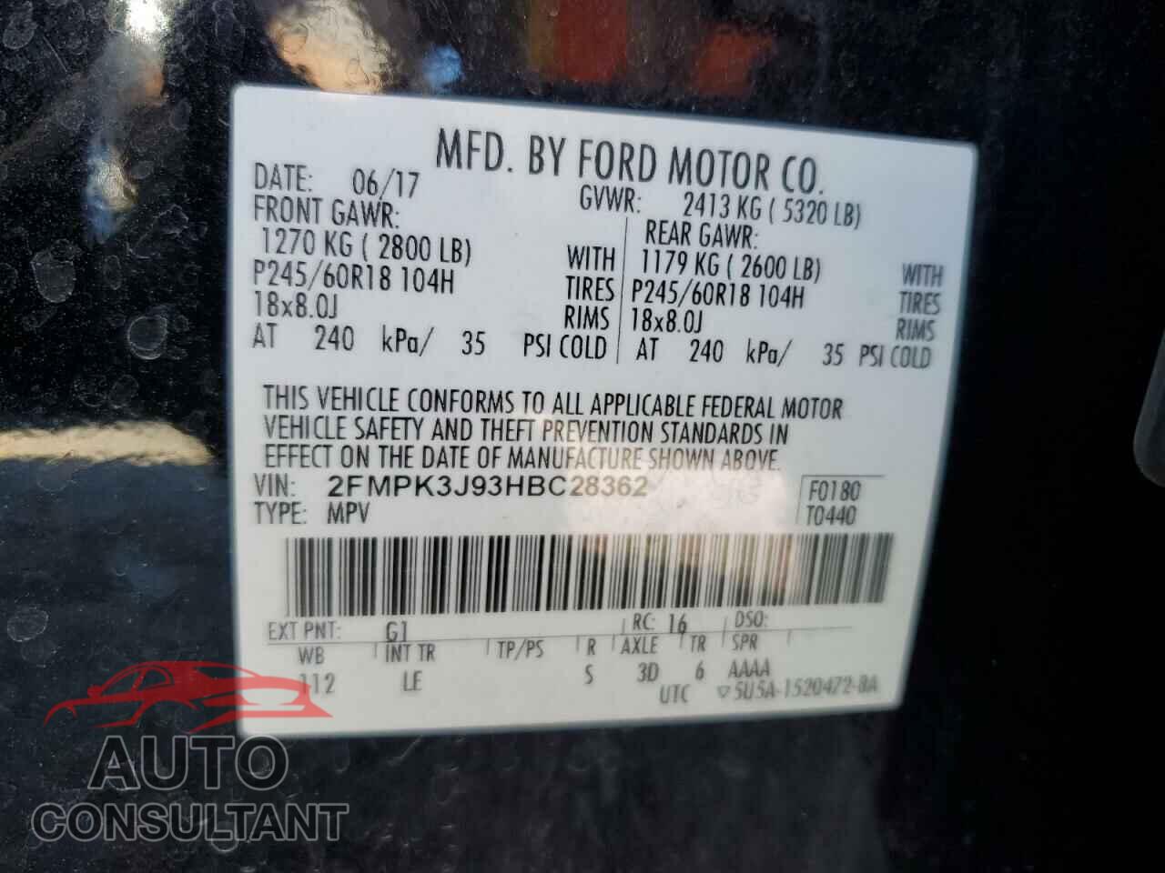 FORD EDGE 2017 - 2FMPK3J93HBC28362