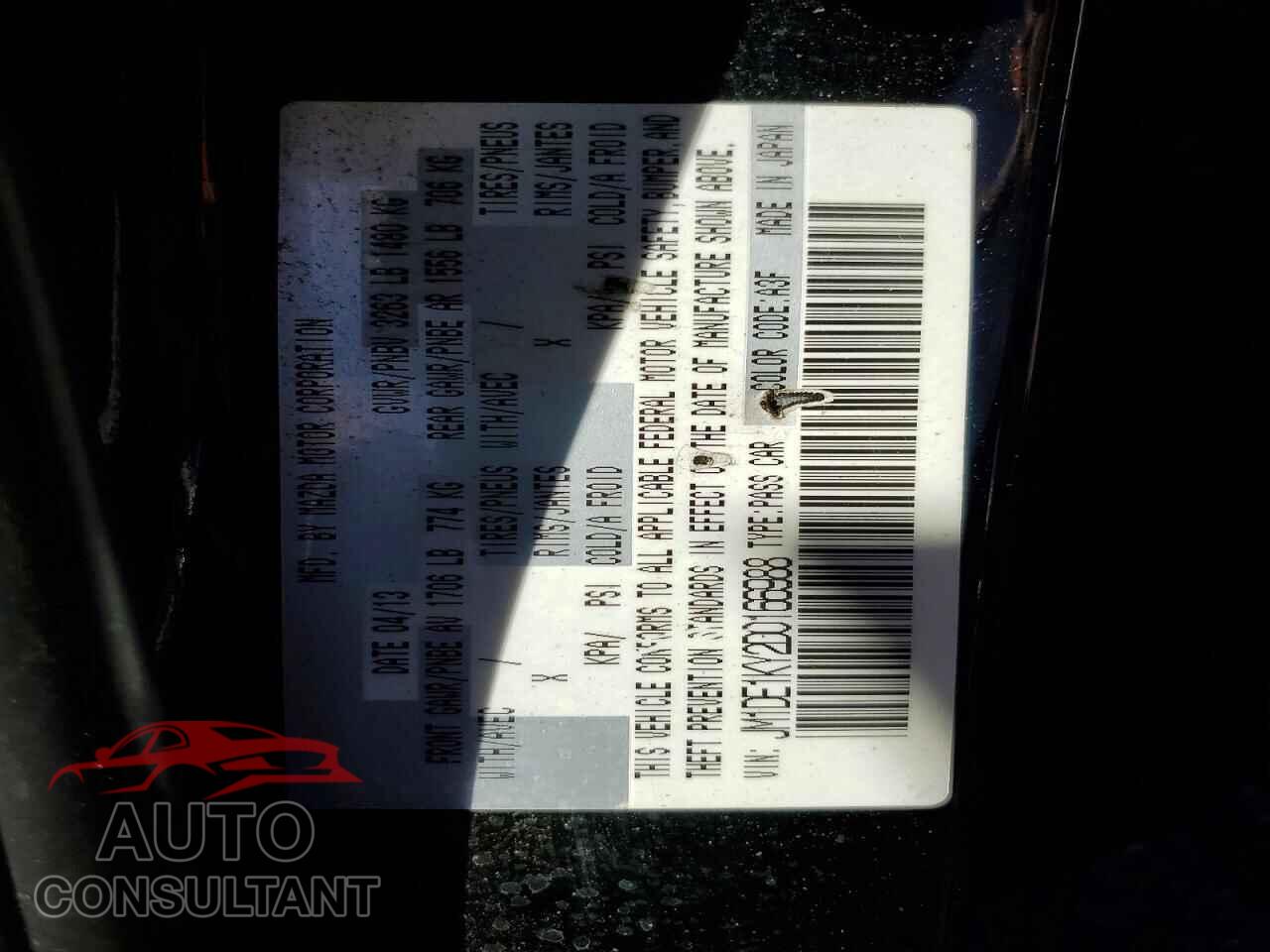 MAZDA 2 2013 - JM1DE1KY2D0166988