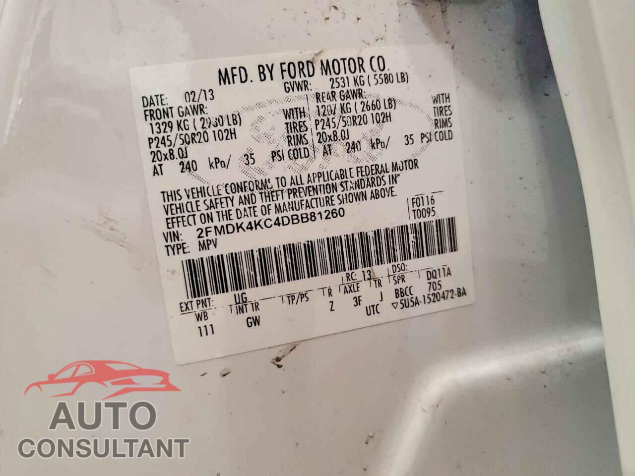FORD EDGE 2013 - 2FMDK4KC4DBB81260