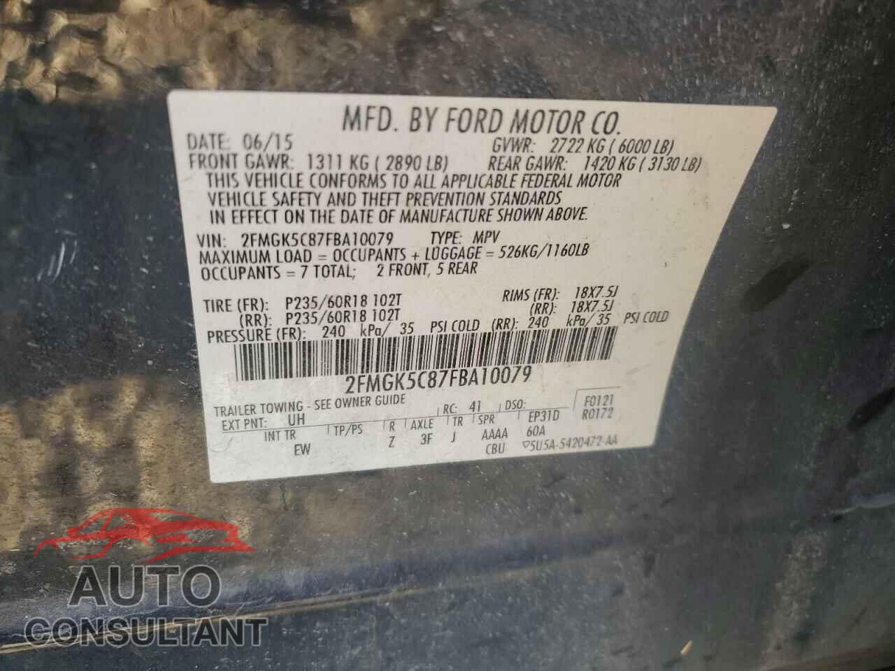 FORD FLEX 2015 - 2FMGK5C87FBA10079