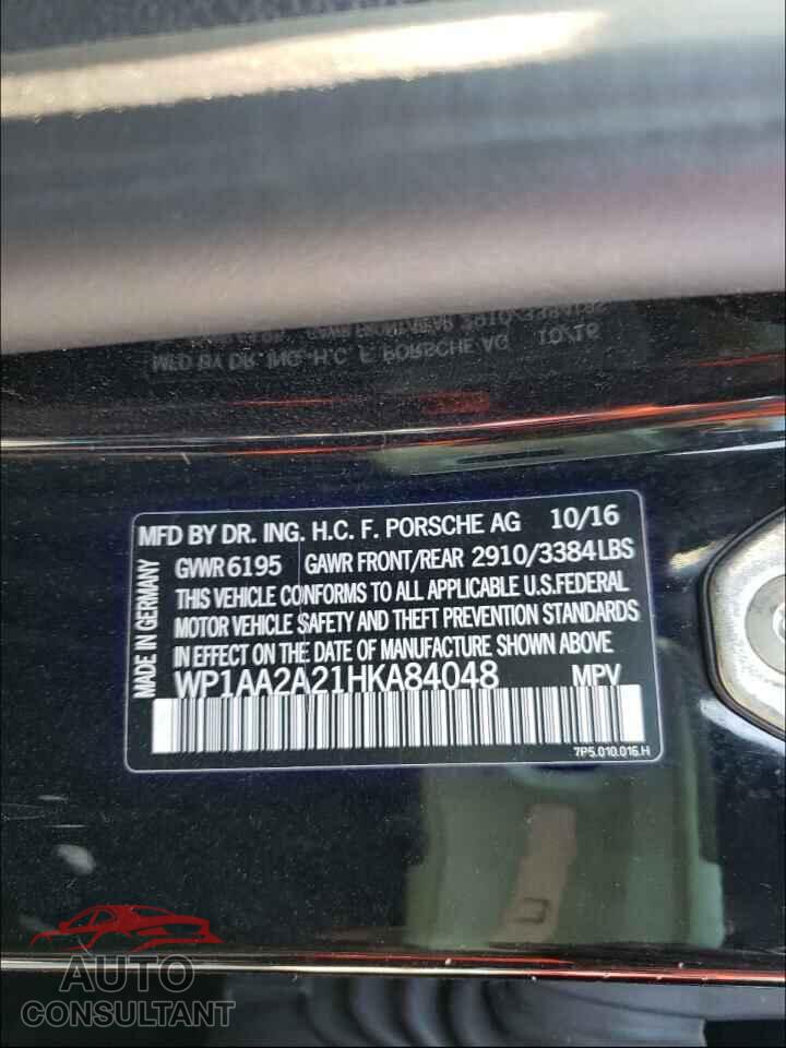 PORSCHE CAYENNE 2017 - WP1AA2A21HKA84048