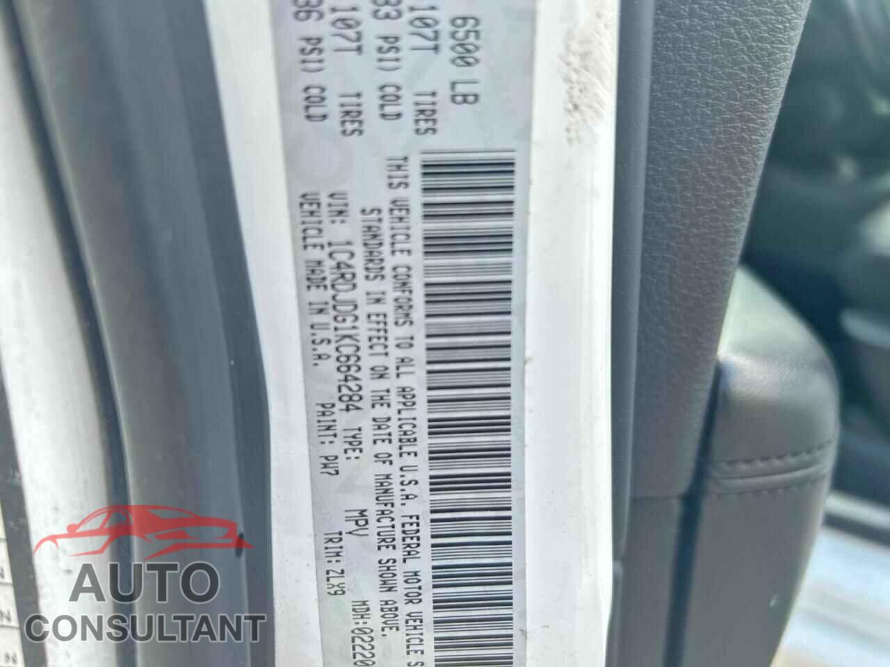 DODGE DURANGO 2019 - 1C4RDJDG1KC664284