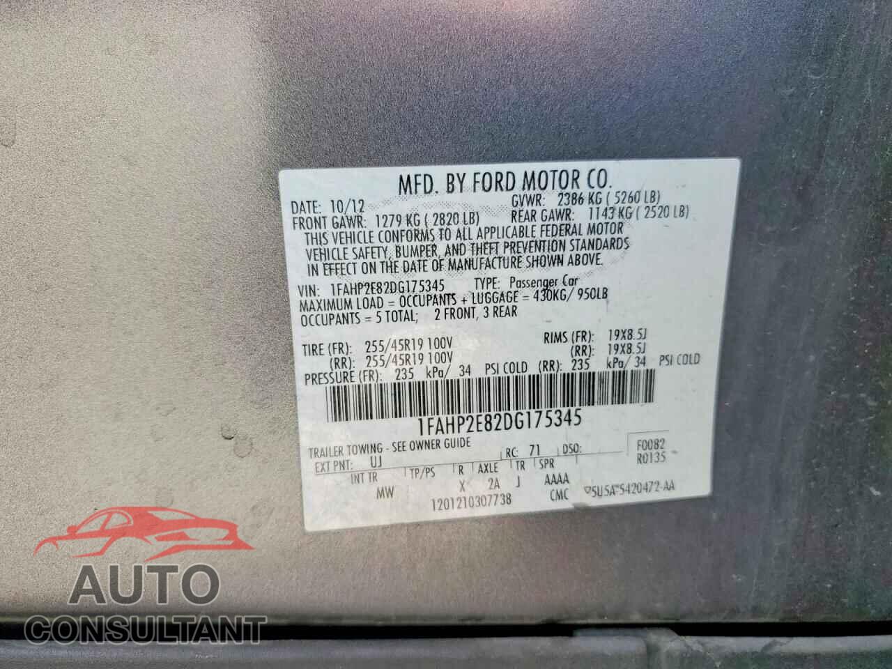 FORD TAURUS 2013 - 1FAHP2E82DG175345