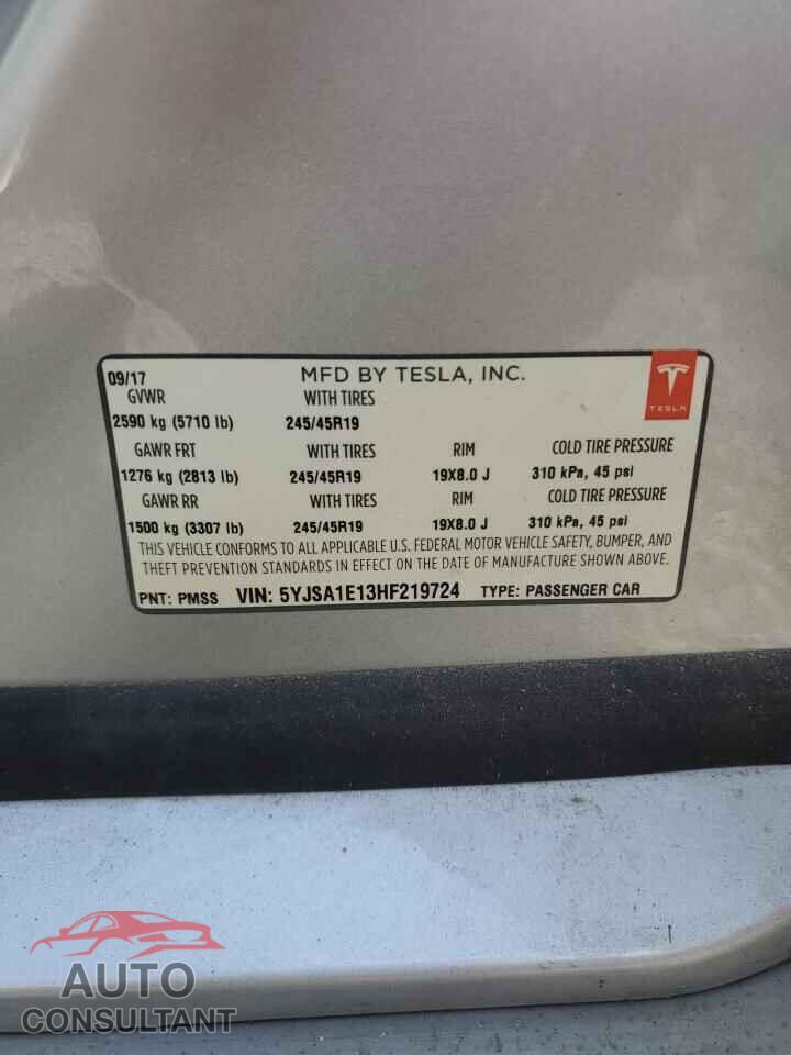 TESLA MODEL S 2017 - 5YJSA1E13HF219724