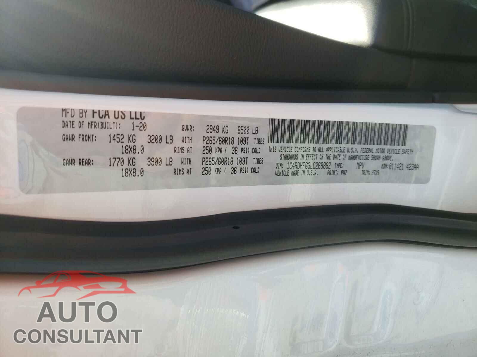 DODGE DURANGO 2020 - 1C4RDHFG3LC268882