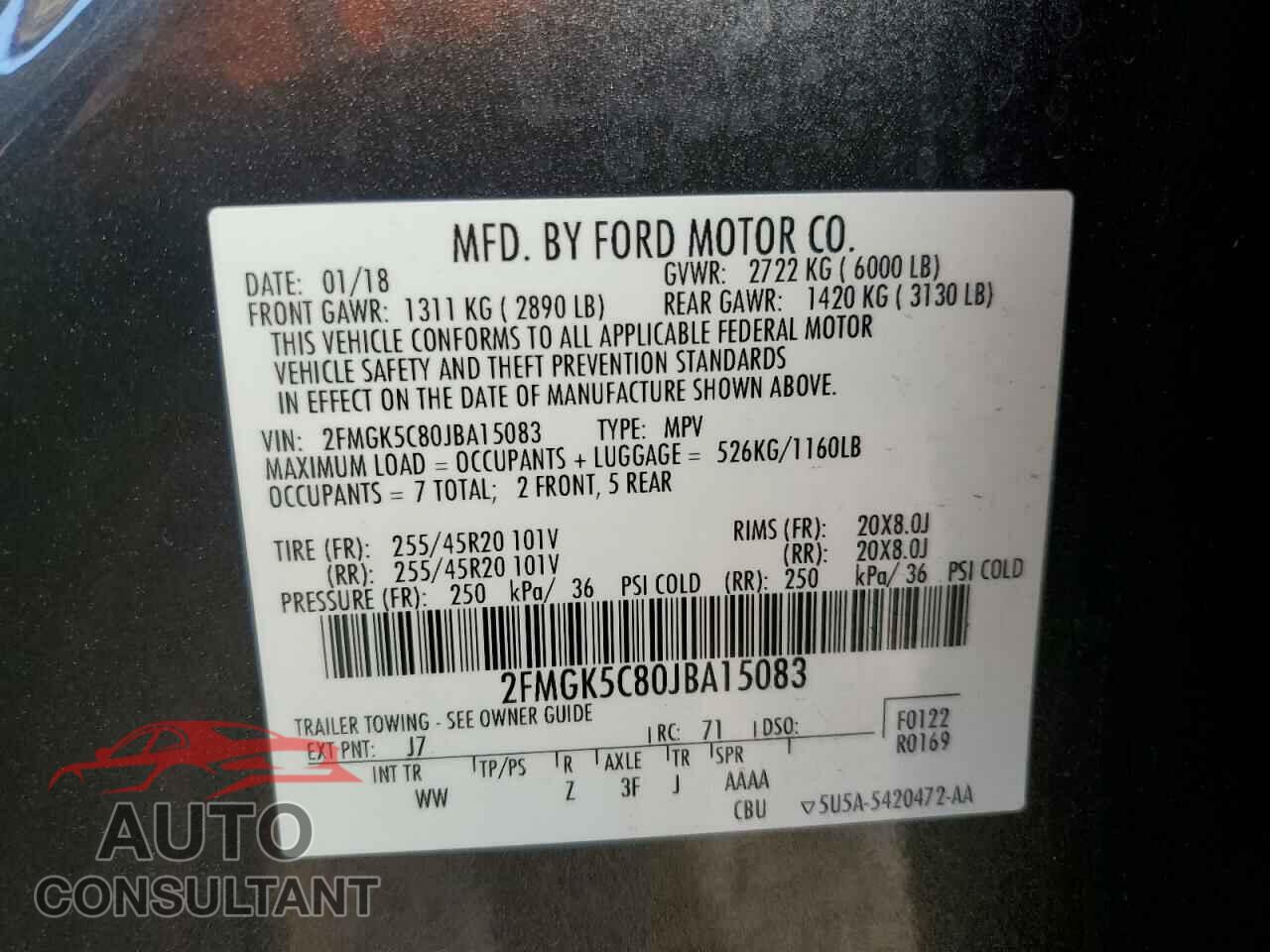 FORD FLEX 2018 - 2FMGK5C80JBA15083