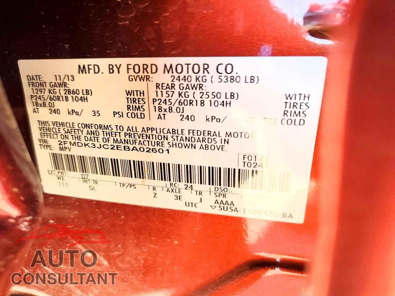 FORD EDGE 2014 - 2FMDK3JC2EBA02601
