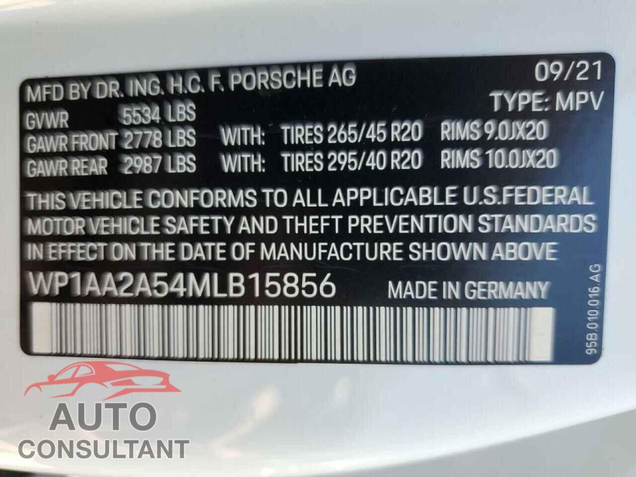 PORSCHE MACAN 2021 - WP1AA2A54MLB15856