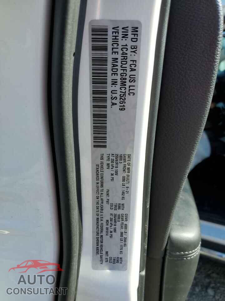 DODGE DURANGO 2021 - 1C4RDJFG8MC752619