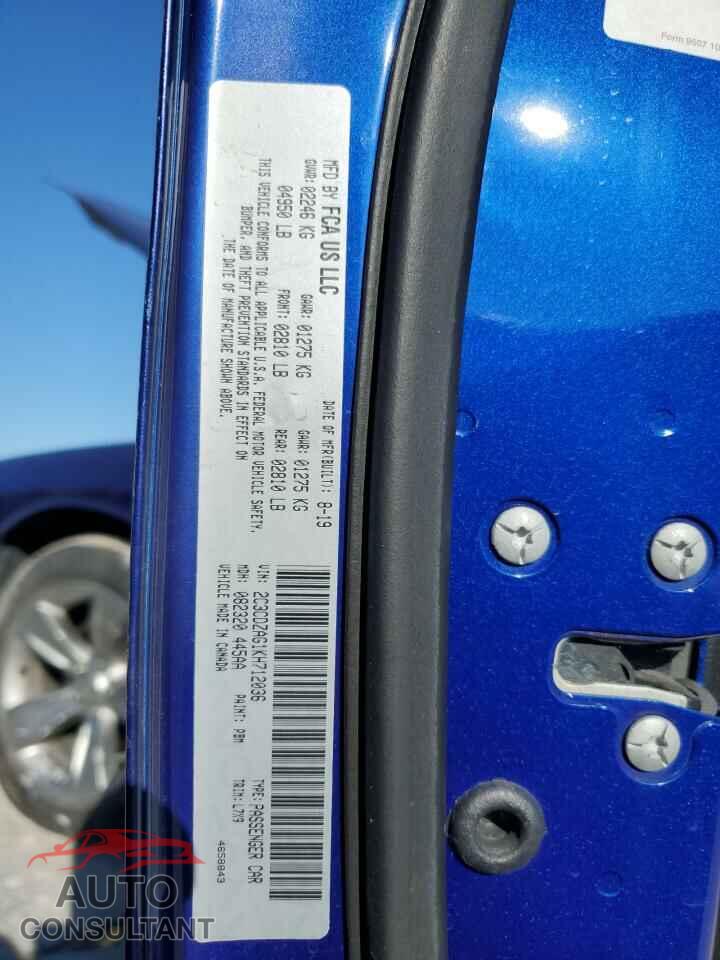 DODGE CHALLENGER 2019 - 2C3CDZAG1KH712036