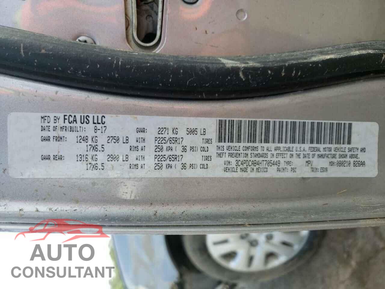 DODGE JOURNEY 2017 - 3C4PDCAB4HT705449