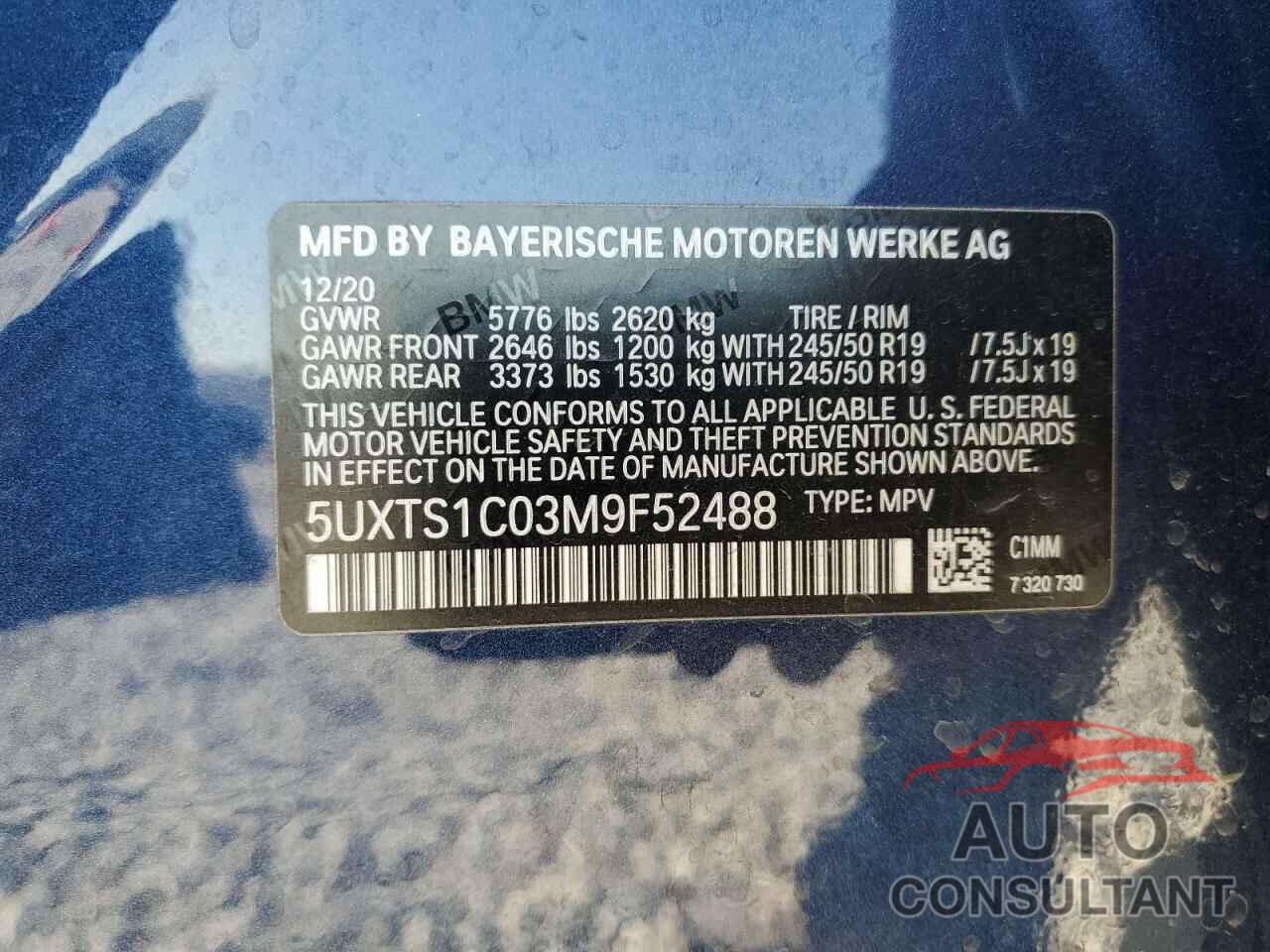 BMW X3 2021 - 5UXTS1C03M9F52488