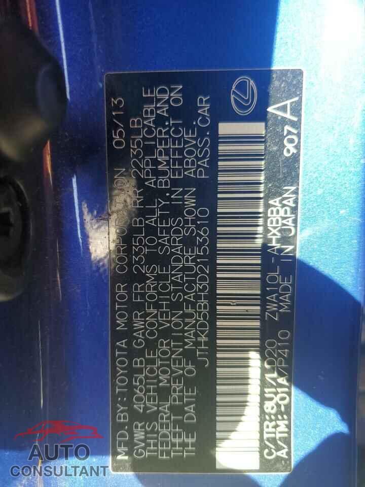 LEXUS CT 200 2013 - JTHKD5BH3D2153610