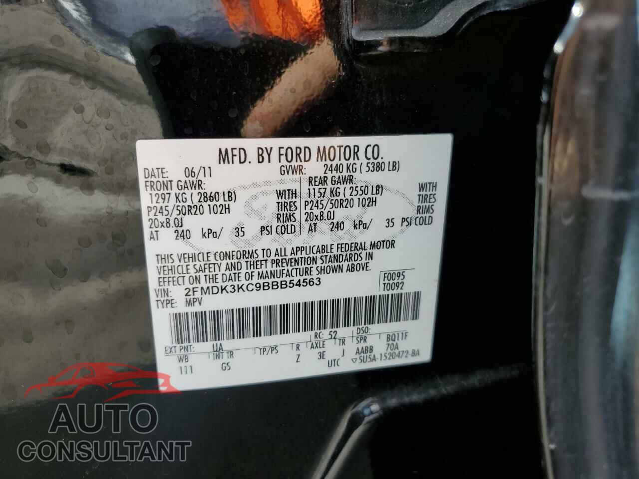 FORD EDGE 2011 - 2FMDK3KC9BBB54563