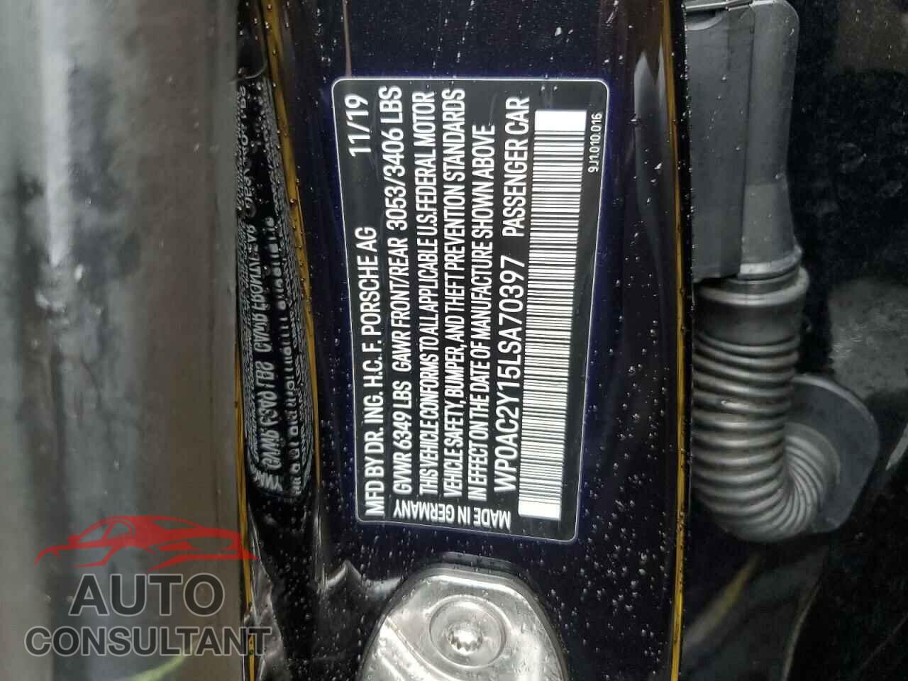 PORSCHE TAYCAN 2020 - WP0AC2Y15LSA70397