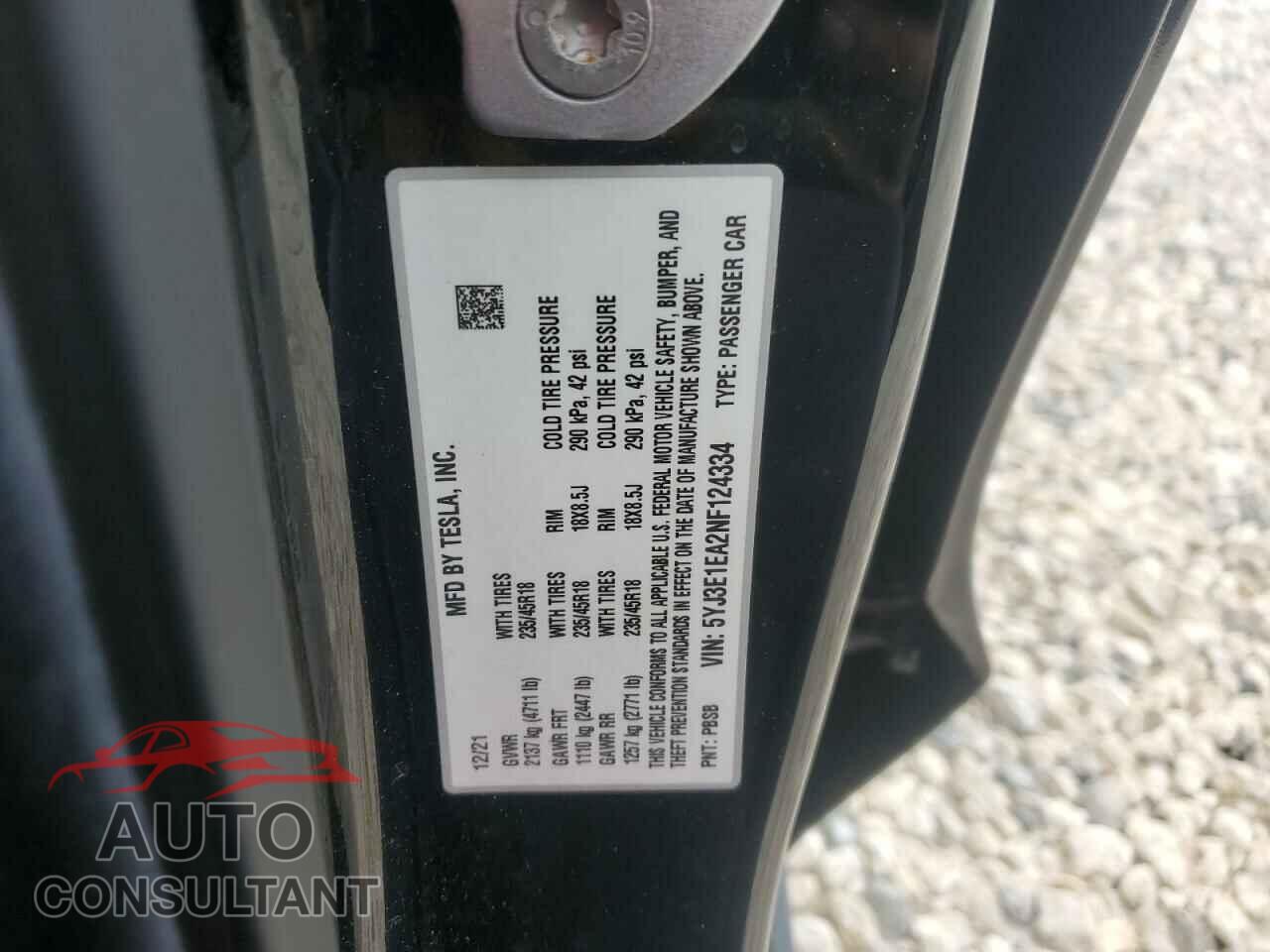 TESLA MODEL 3 2022 - 5YJ3E1EA2NF124334