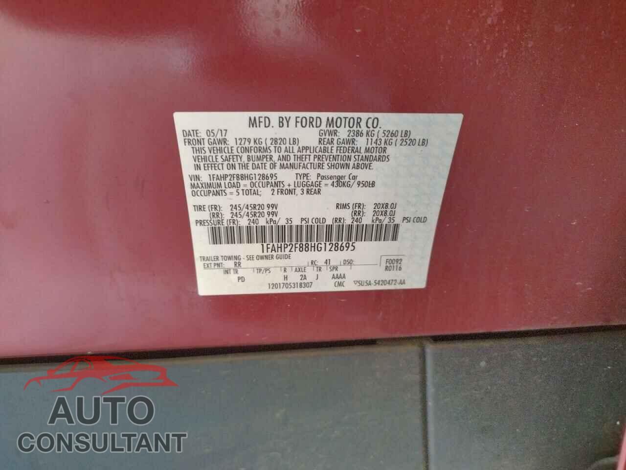 FORD TAURUS 2017 - 1FAHP2F88HG128695