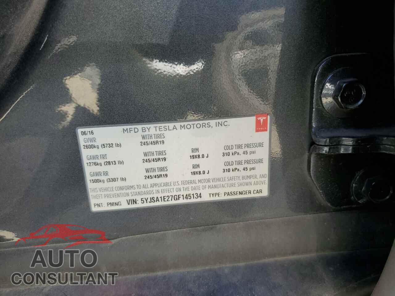 TESLA MODEL S 2016 - 5YJSA1E27GF145134