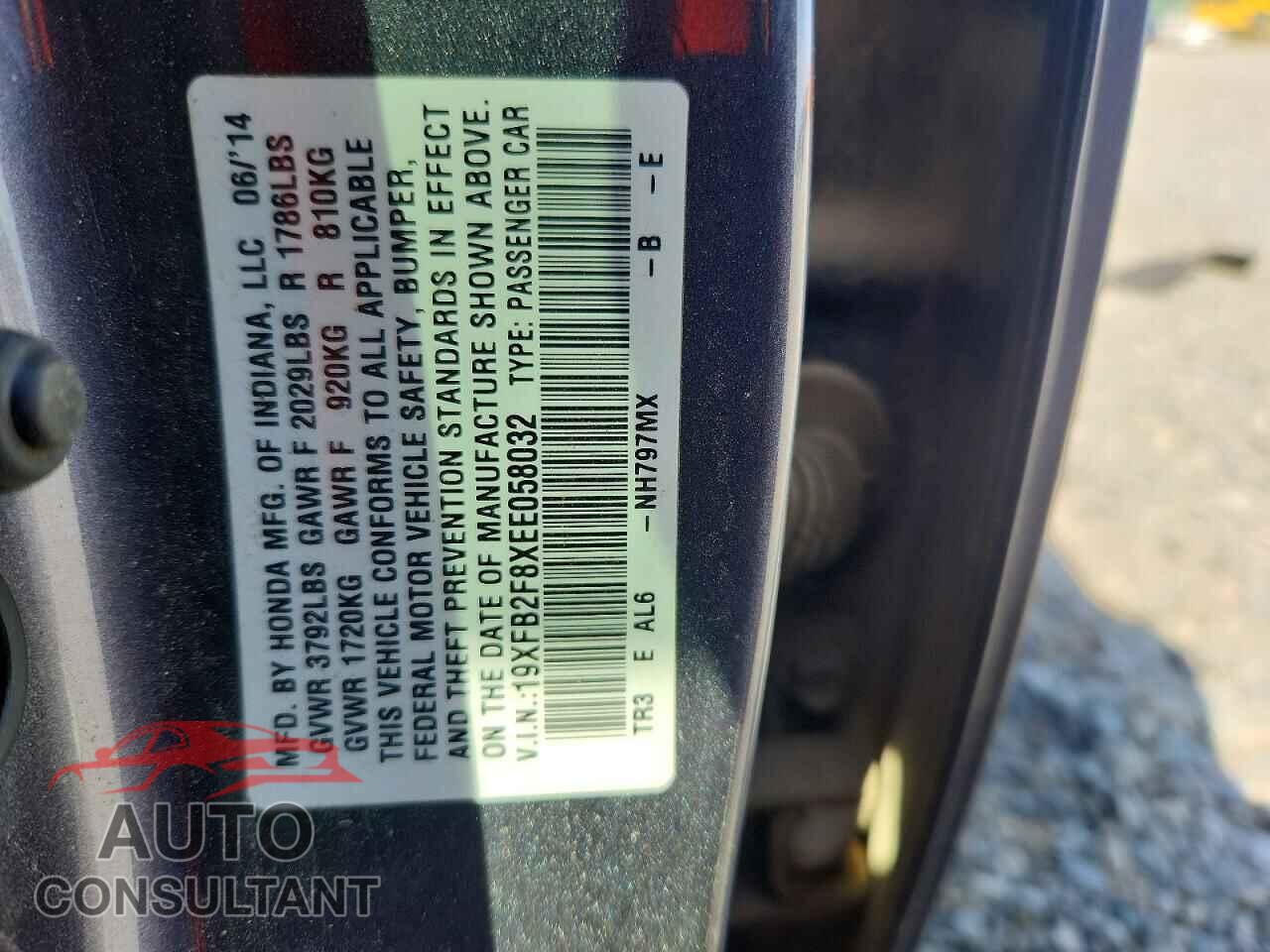 HONDA CIVIC 2014 - 19XFB2F8XEE058032