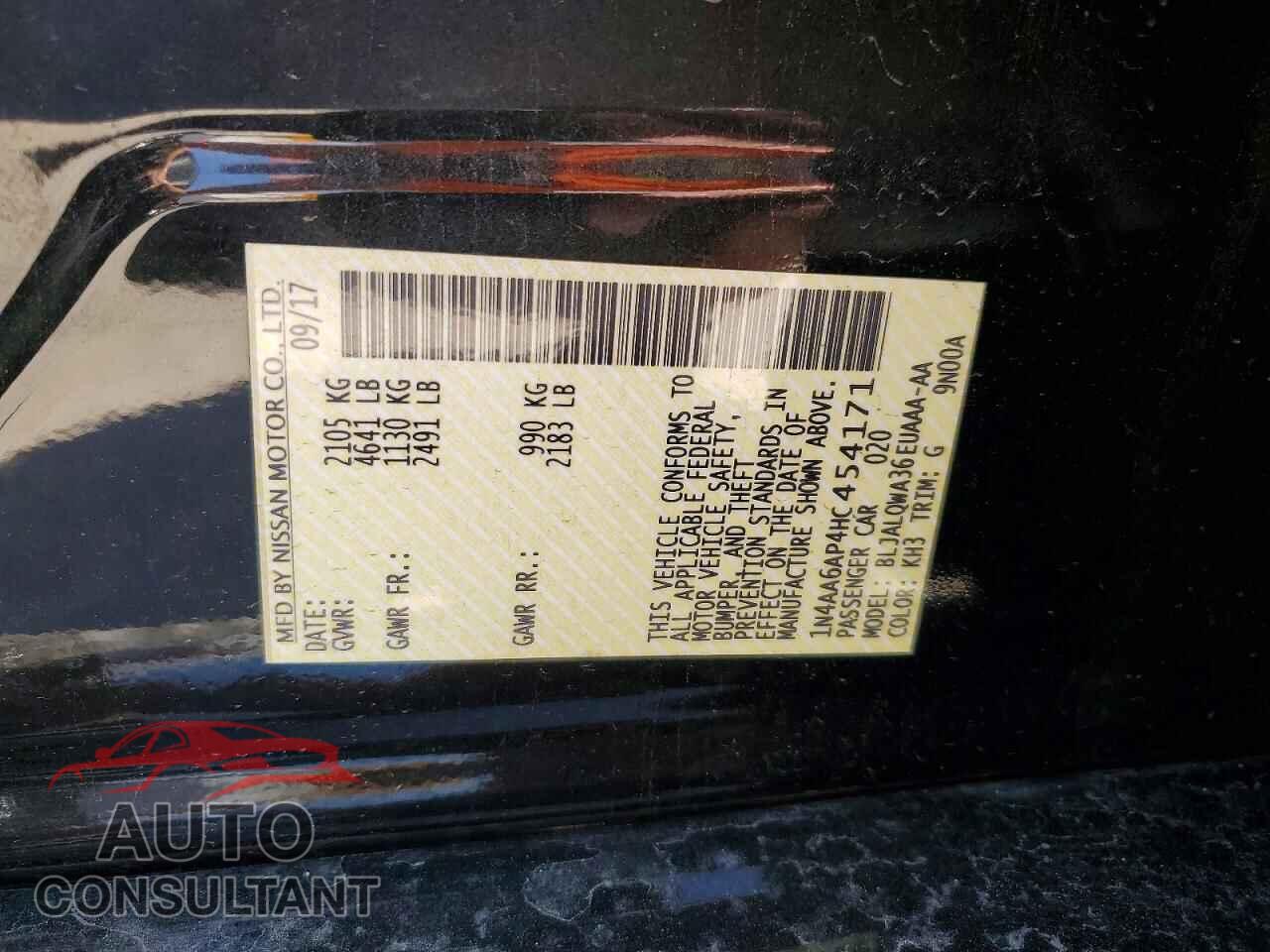 NISSAN MAXIMA 2017 - 1N4AA6AP4HC454171