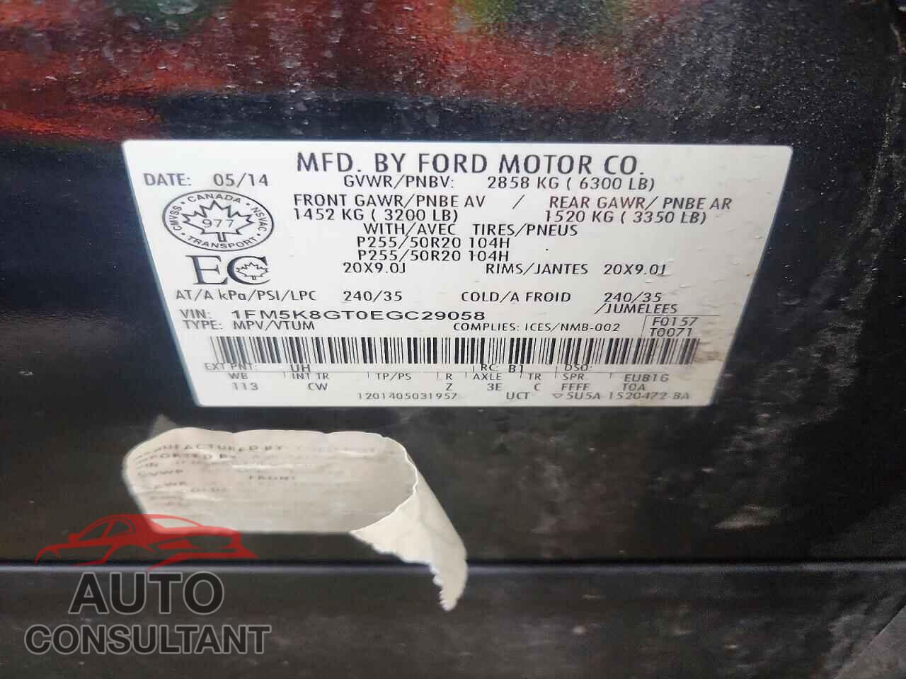 FORD EXPLORER 2014 - 1FM5K8GT0EGC29058