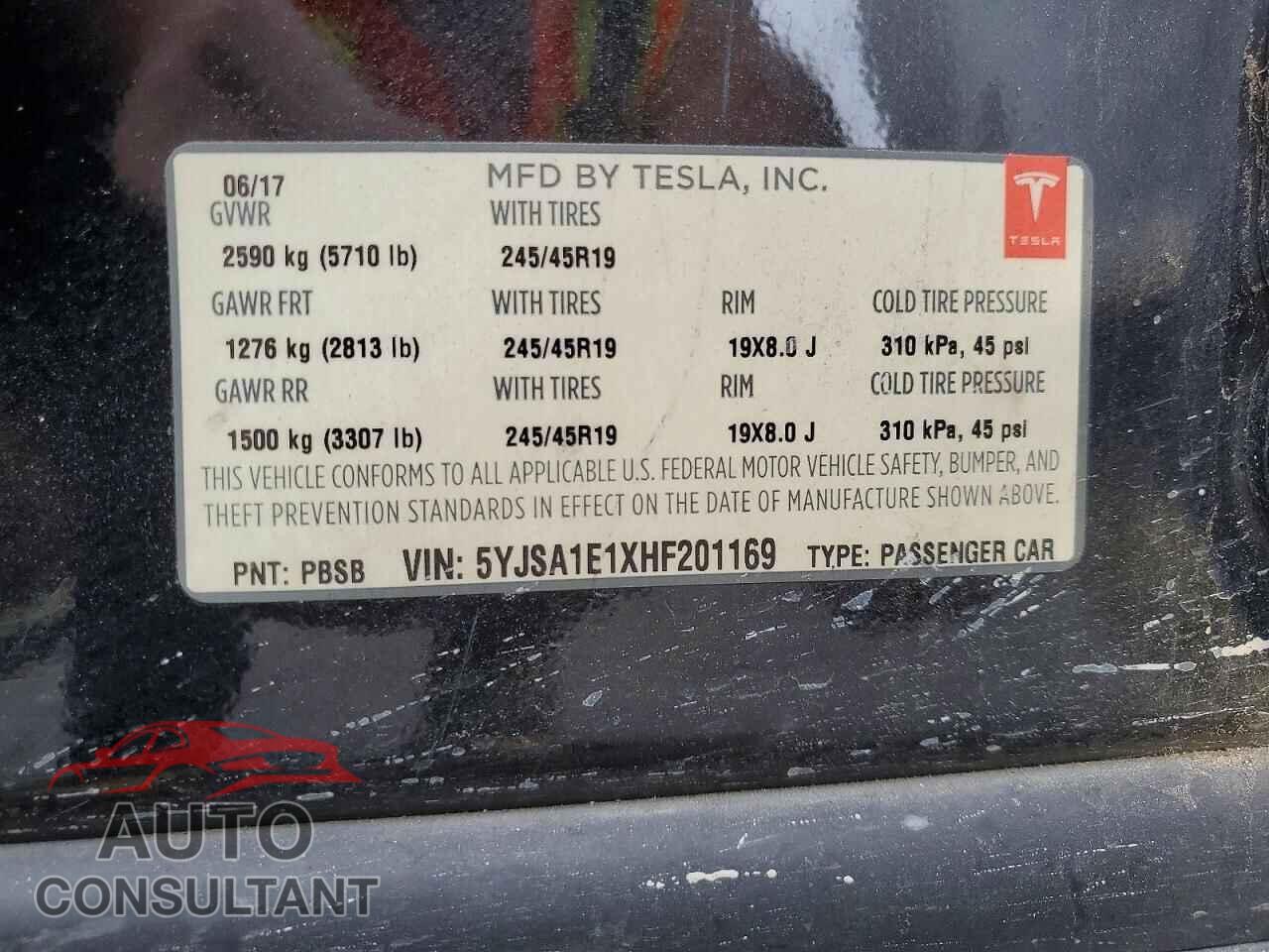 TESLA MODEL S 2017 - 5YJSA1E1XHF201169