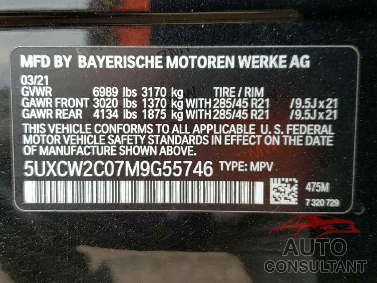 BMW X7 2021 - 5UXCW2C07M9G55746
