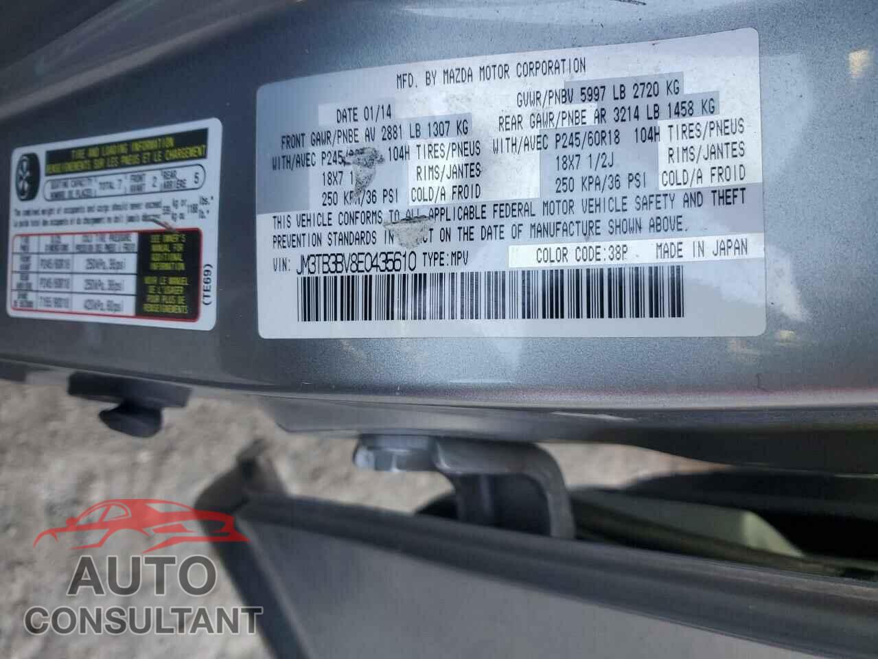 MAZDA CX-9 2014 - JM3TB3BV8E0435610