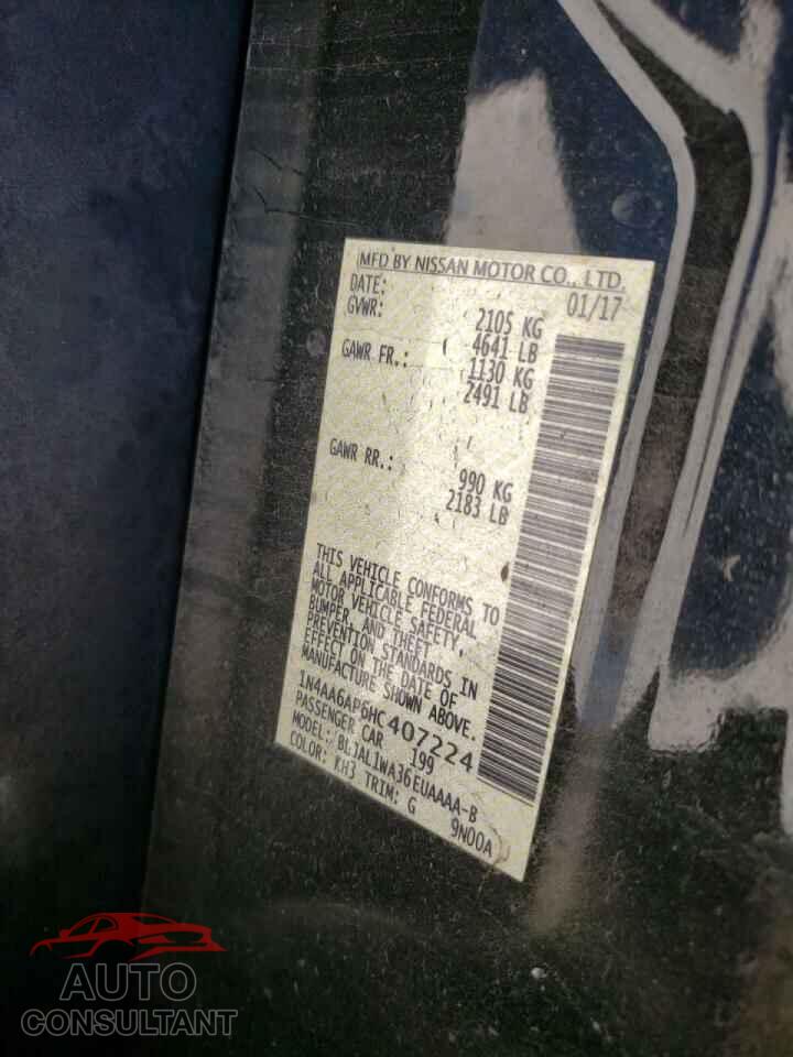 NISSAN MAXIMA 2017 - 1N4AA6AP6HC407224