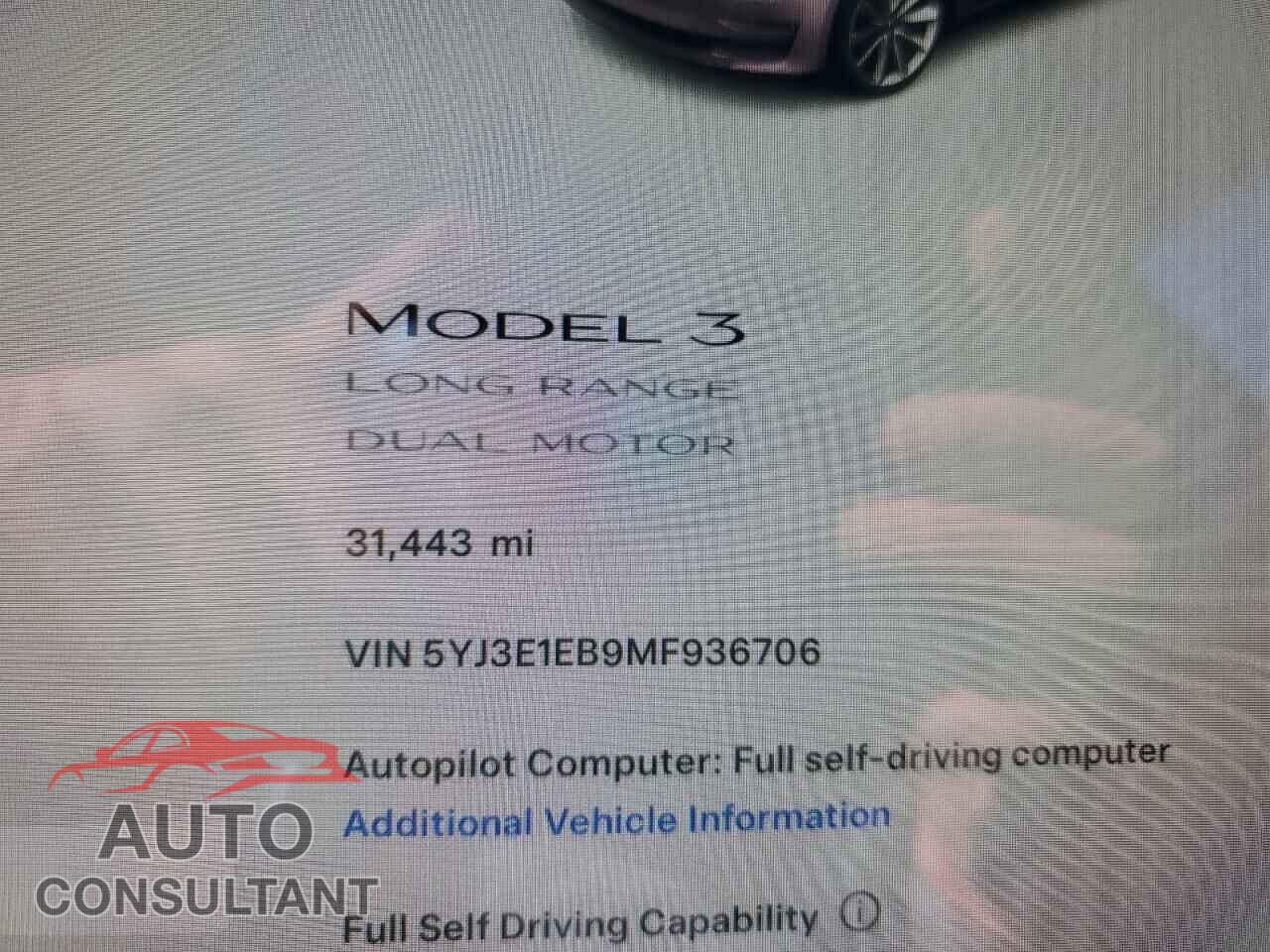 TESLA MODEL 3 2021 - 5YJ3E1EB9MF936706