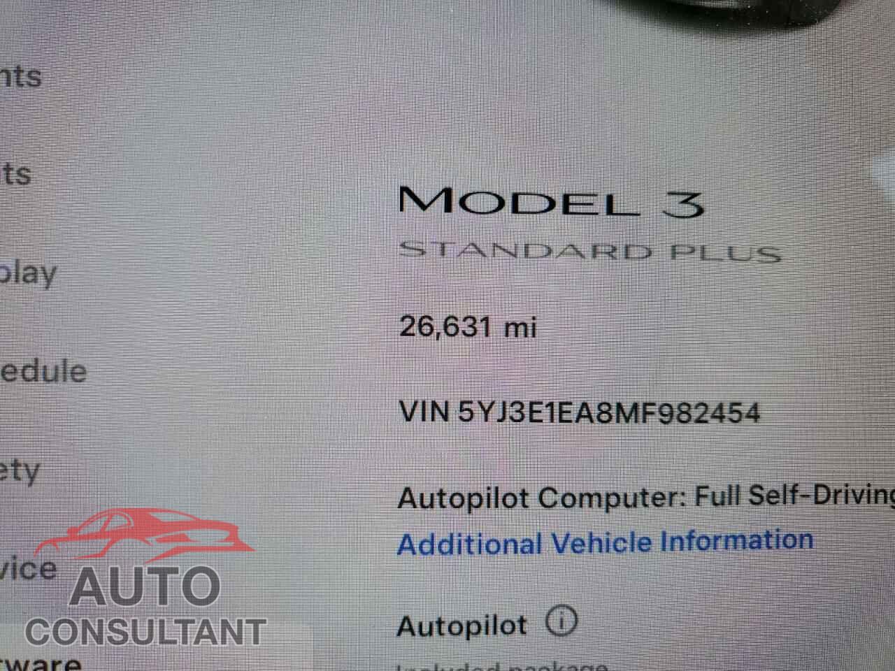 TESLA MODEL 3 2021 - 5YJ3E1EA8MF982454