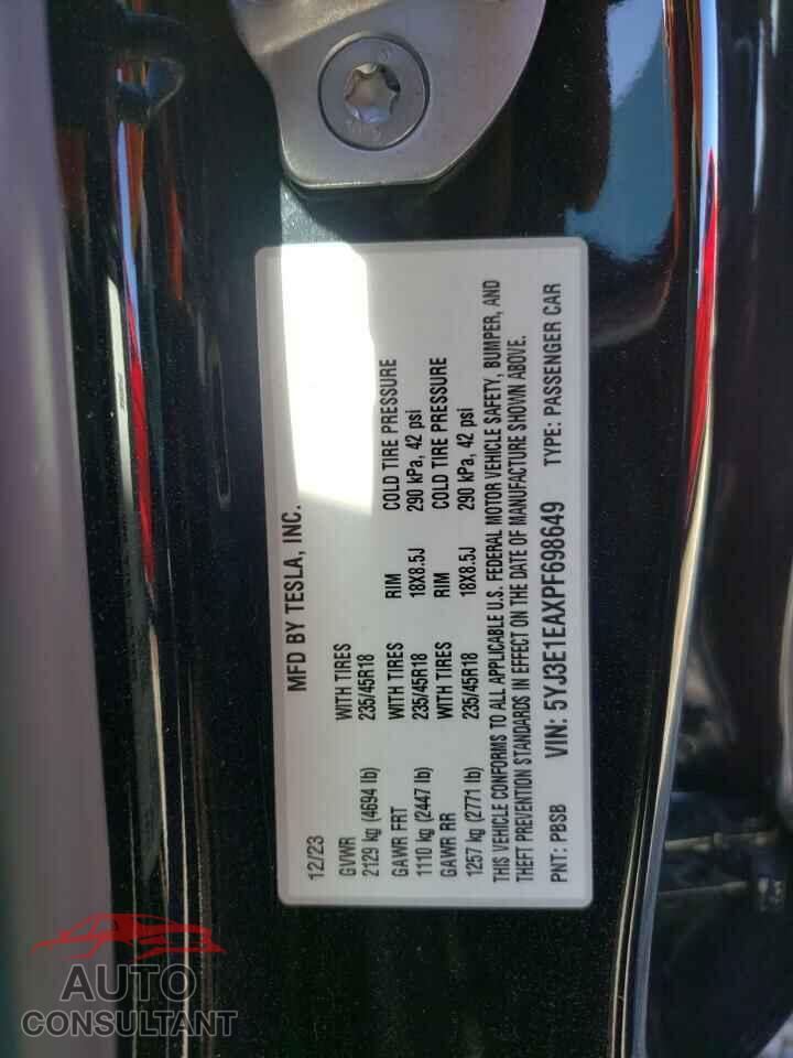 TESLA MODEL 3 2023 - 5YJ3E1EAXPF698649