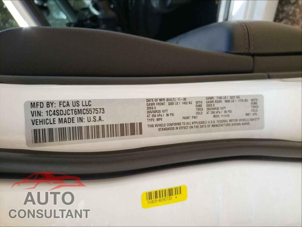 DODGE DURANGO 2021 - 1C4SDJCT6MC557573