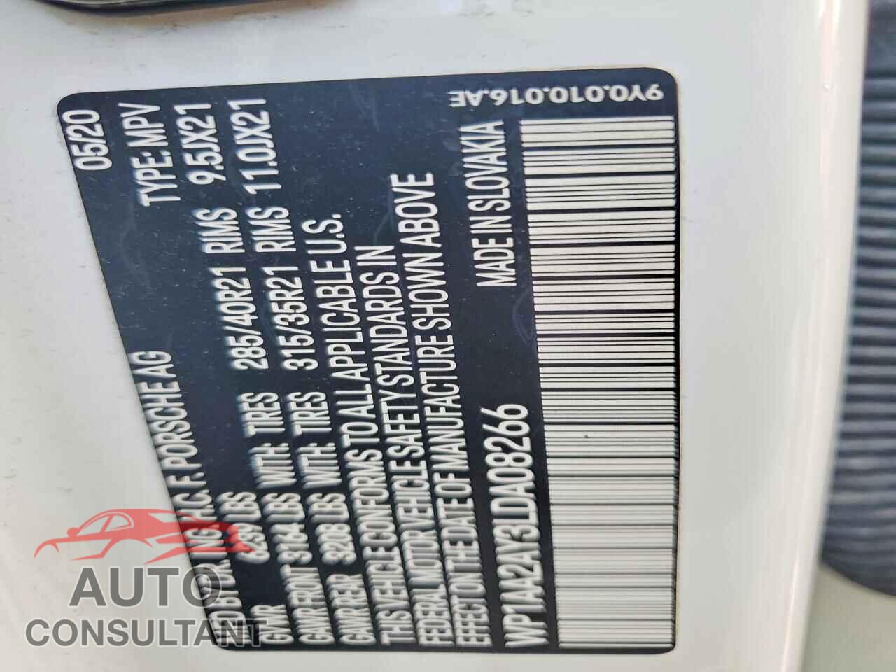 PORSCHE CAYENNE 2020 - WP1AA2AY3LDA08266