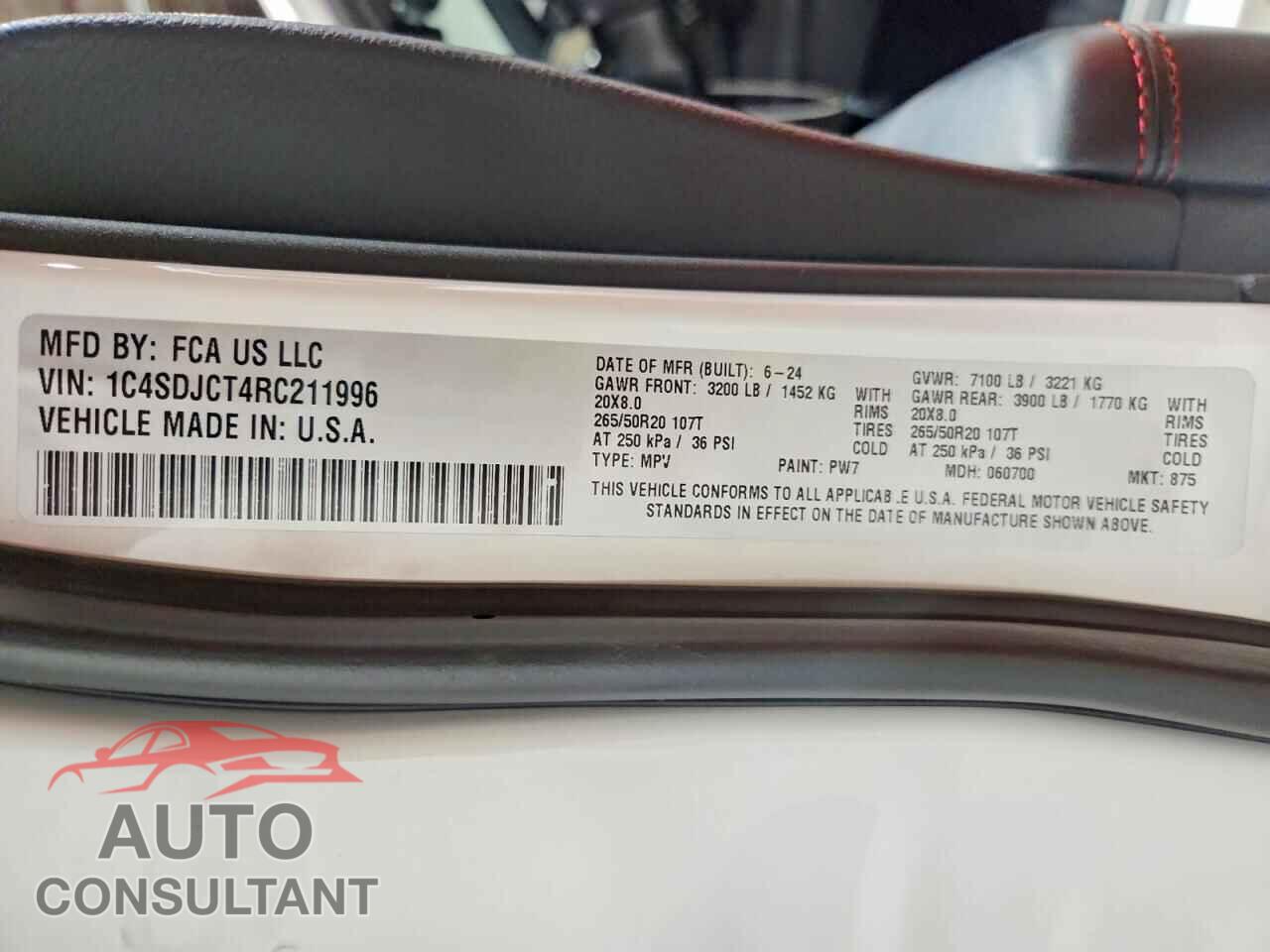 DODGE DURANGO 2024 - 1C4SDJCT4RC211996