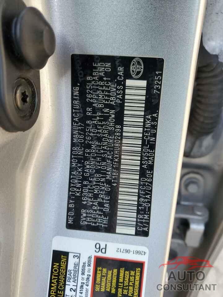 TOYOTA CAMRY 2017 - 4T1BF1FKXHU802898