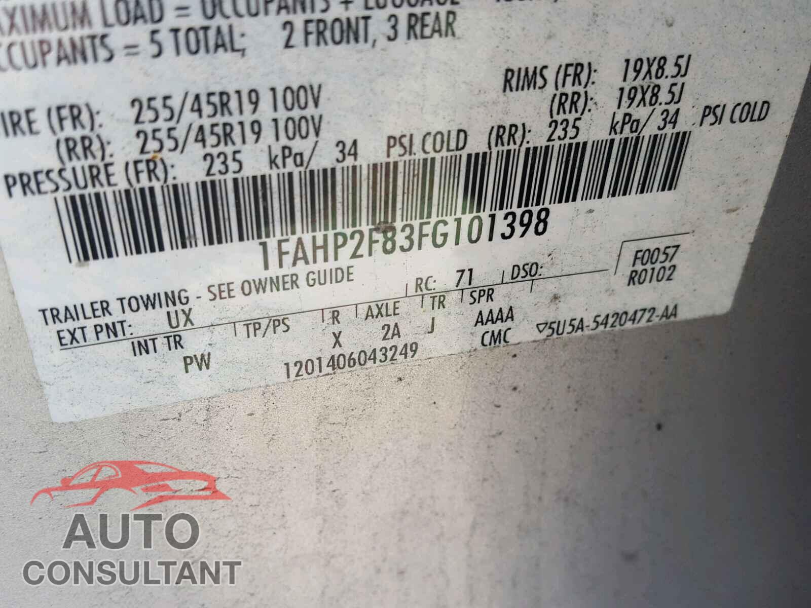 FORD TAURUS 2015 - 1FAHP2F83FG101398