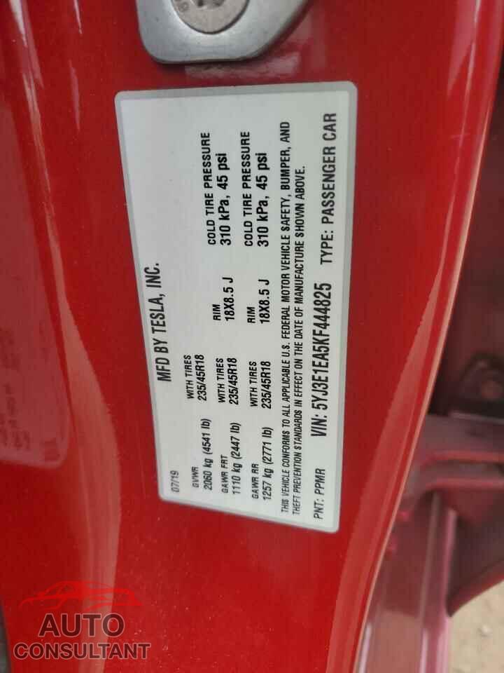 TESLA MODEL 3 2019 - 5YJ3E1EA5KF444825