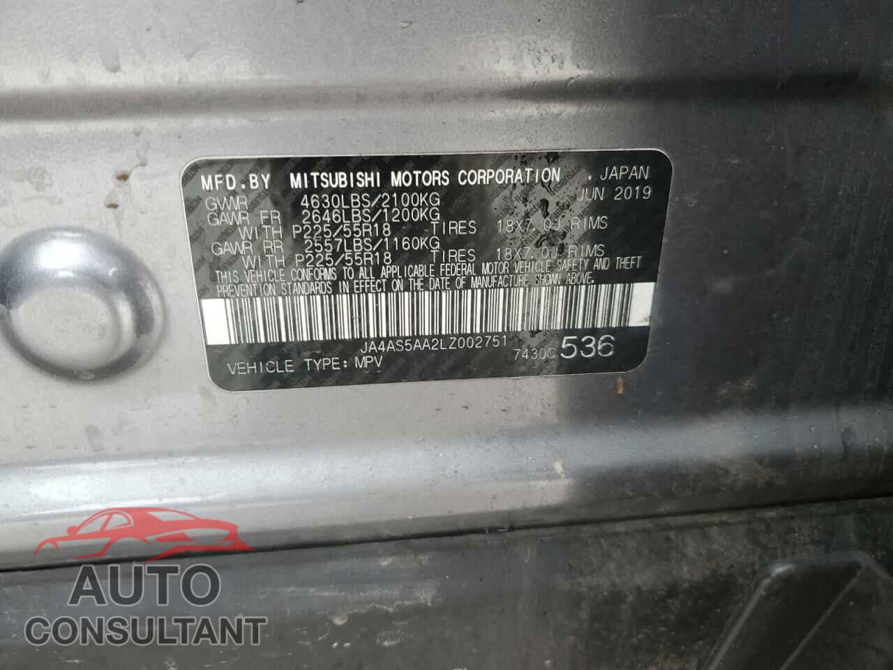 MITSUBISHI ECLIPSE 2020 - JA4AS5AA2LZ002751