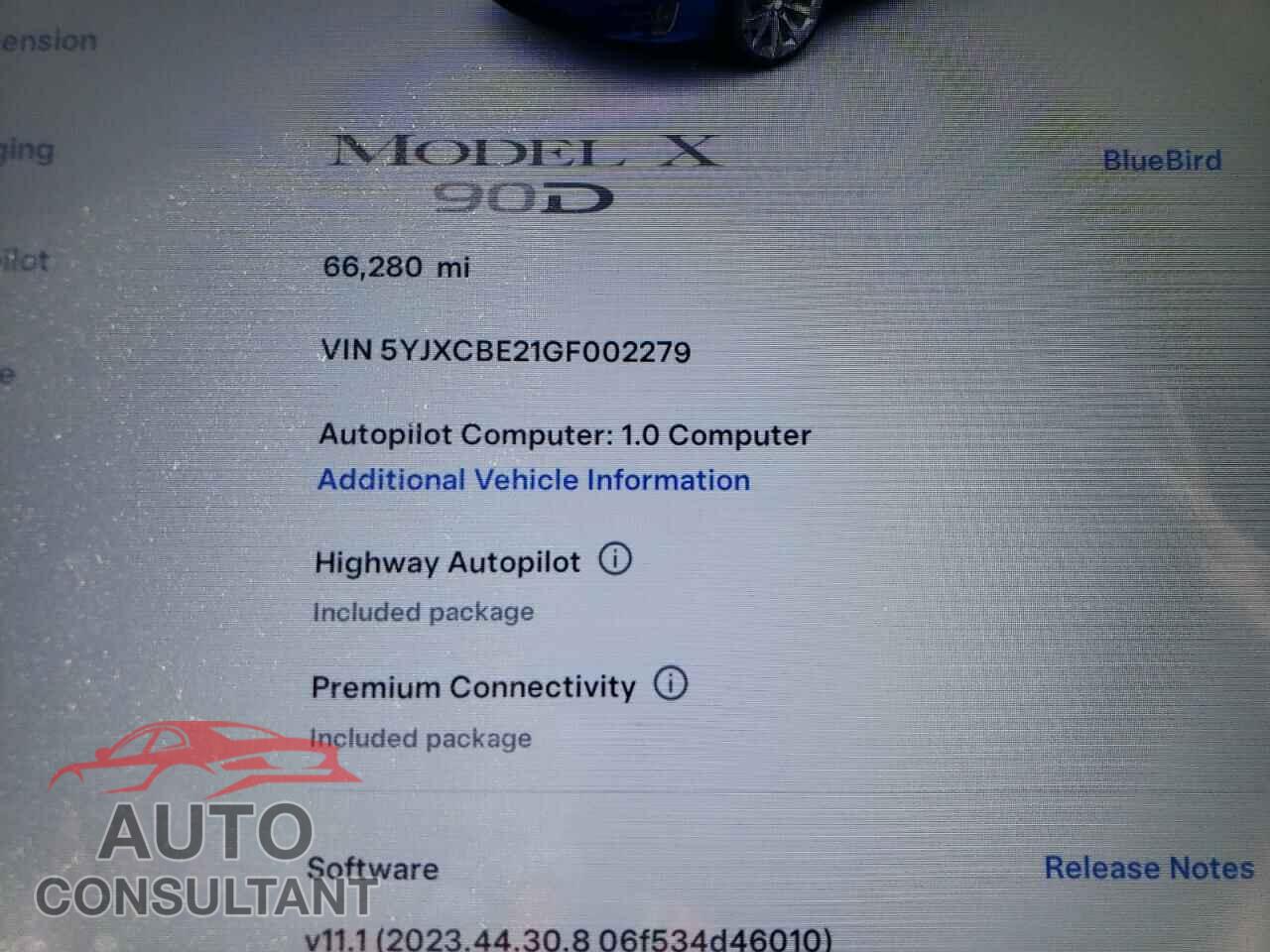TESLA MODEL X 2016 - 5YJXCBE21GF002279