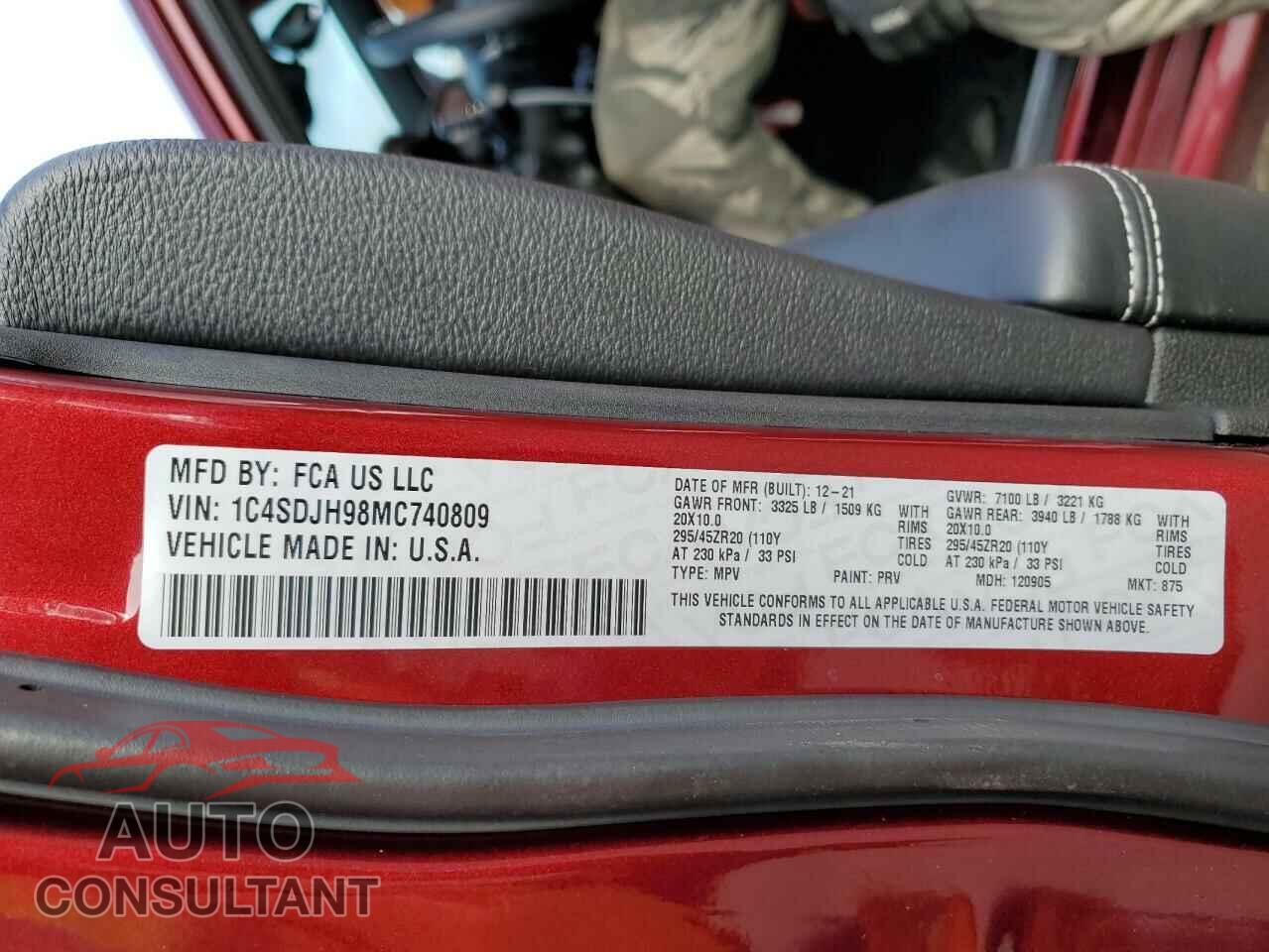 DODGE DURANGO 2021 - 1C4SDJH98MC740809