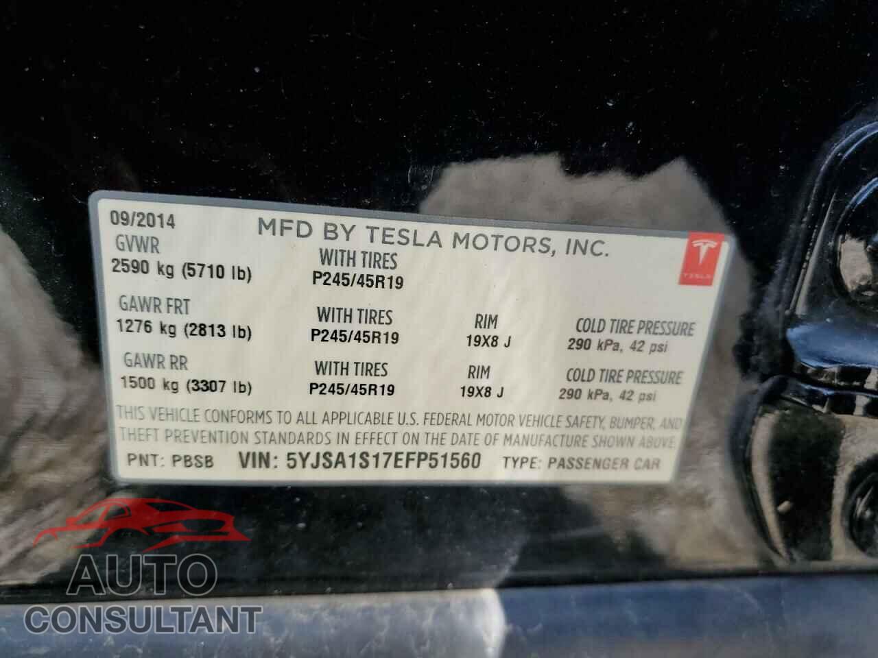 TESLA MODEL S 2014 - 5YJSA1S17EFP51560