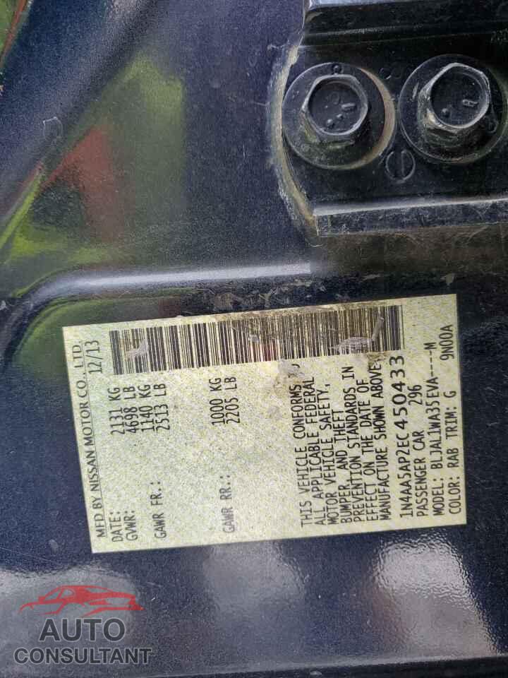 NISSAN MAXIMA 2014 - 1N4AA5AP2EC450433