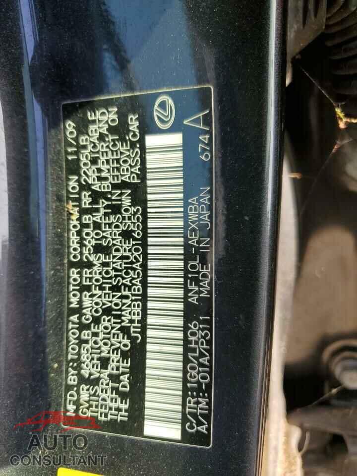 LEXUS HS 2010 - JTHBB1BA5A2016553