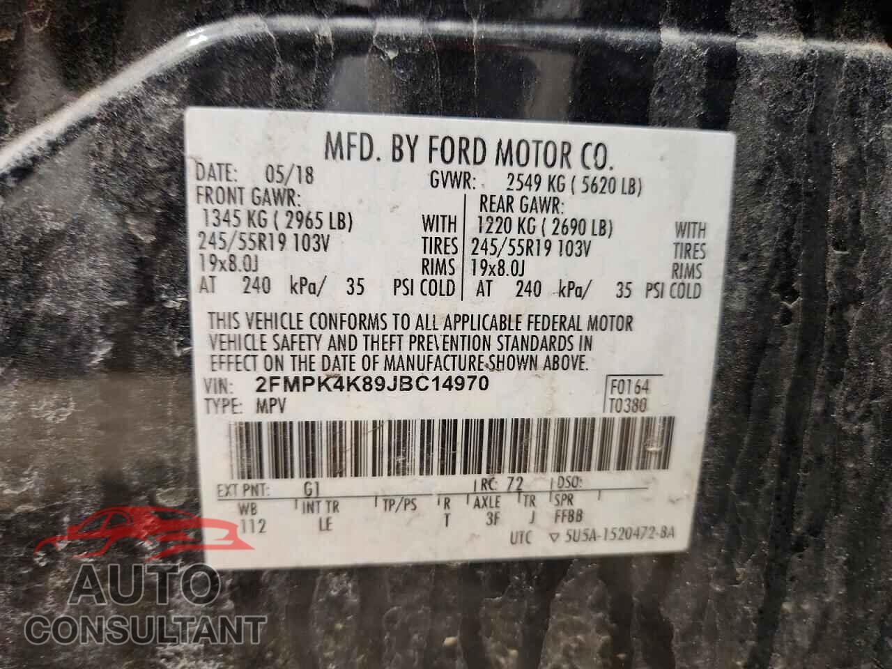 FORD EDGE 2018 - 2FMPK4K89JBC14970