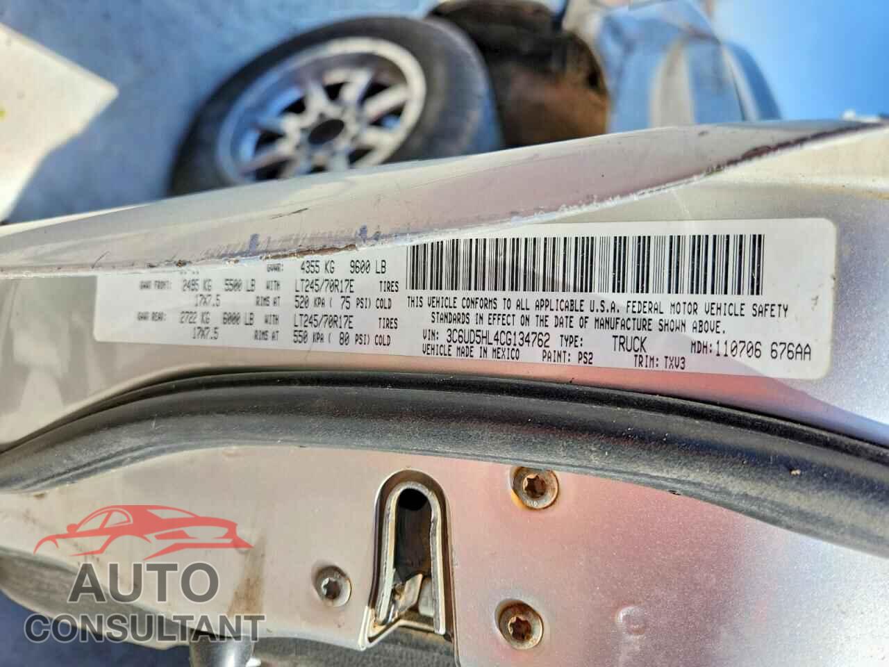 DODGE RAM 2500 2012 - 3C6UD5HL4CG134762