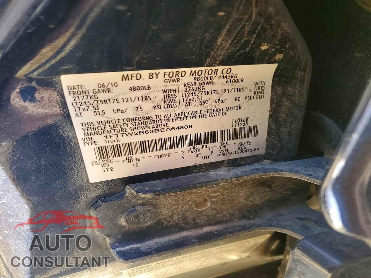 FORD F250 2011 - 1FT7W2B63BEA64808