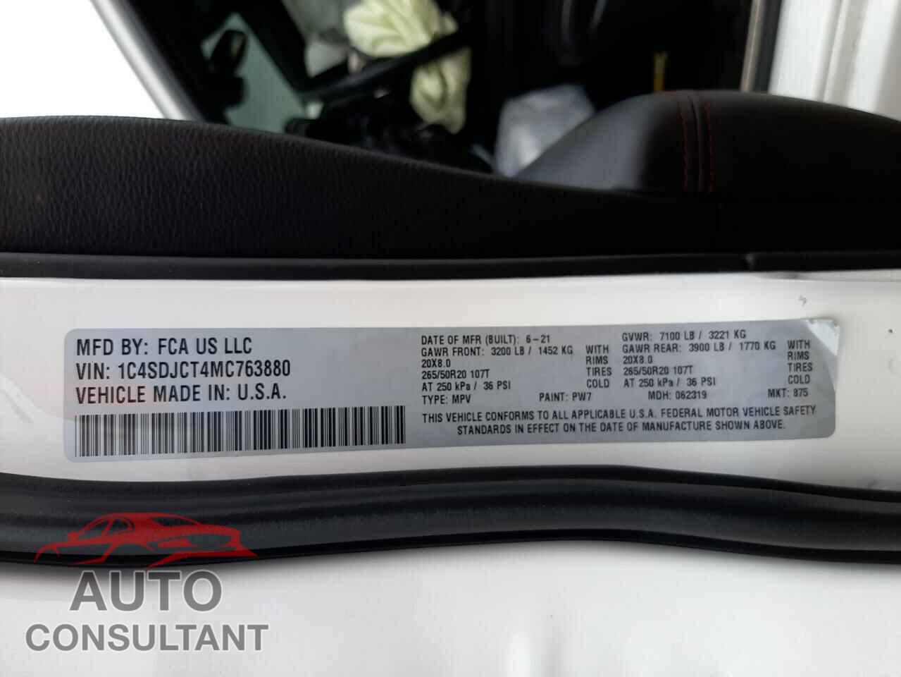 DODGE DURANGO 2021 - 1C4SDJCT4MC763880