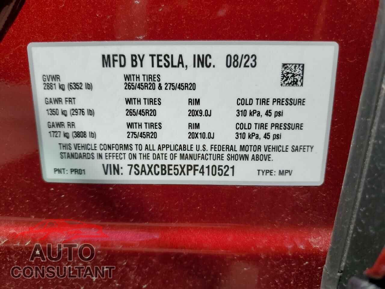 TESLA MODEL X 2023 - 7SAXCBE5XPF410521