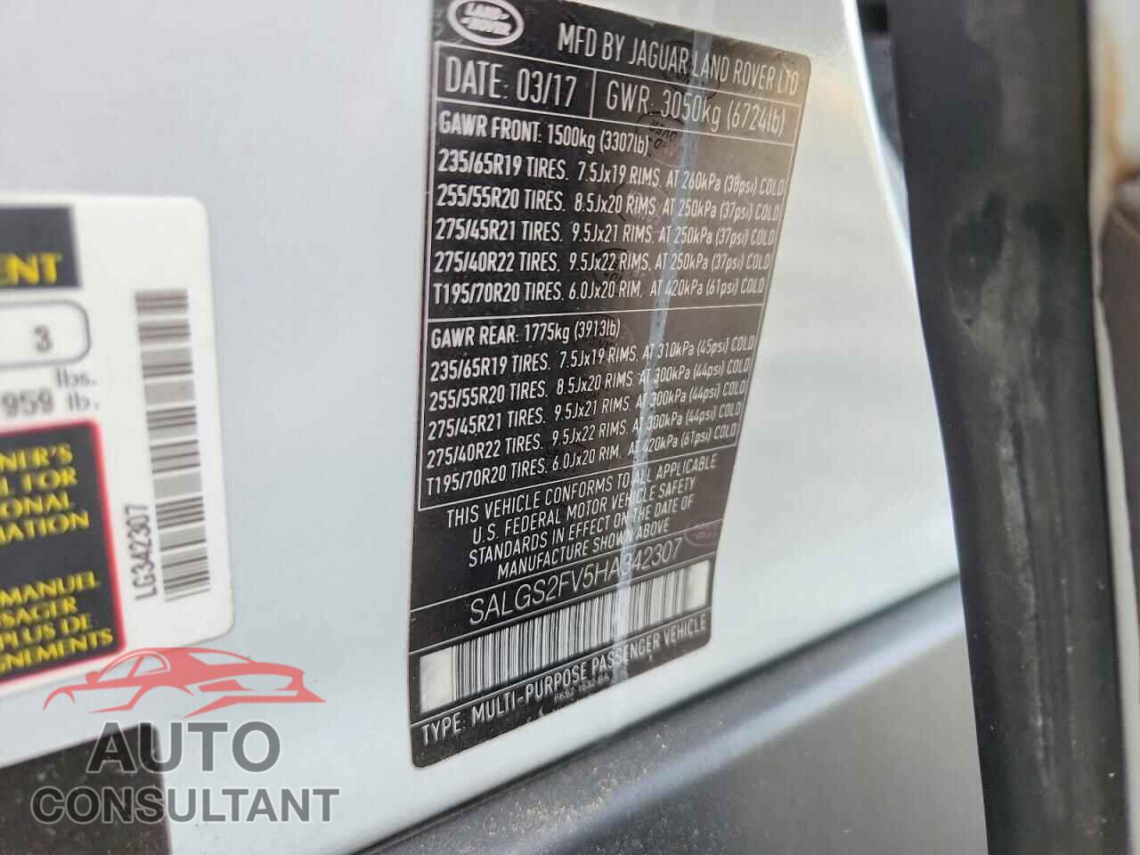 LAND ROVER RANGEROVER 2017 - SALGS2FV5HA342307